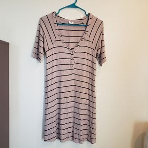 Billabong gray with black striped skater dress women's size large